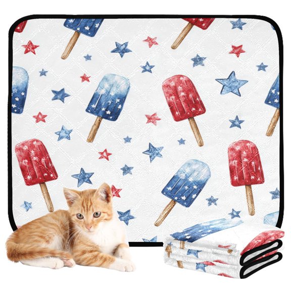 Washable Pet Pee Pads with Super Absorbent Reusable Training Pads for Dogs & Cats Red and Blue Popsicle