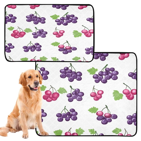 Washable Pet Pee Pads with Super Absorbent Reusable Training Pads for Dogs & Cats Red and Purple Grapes