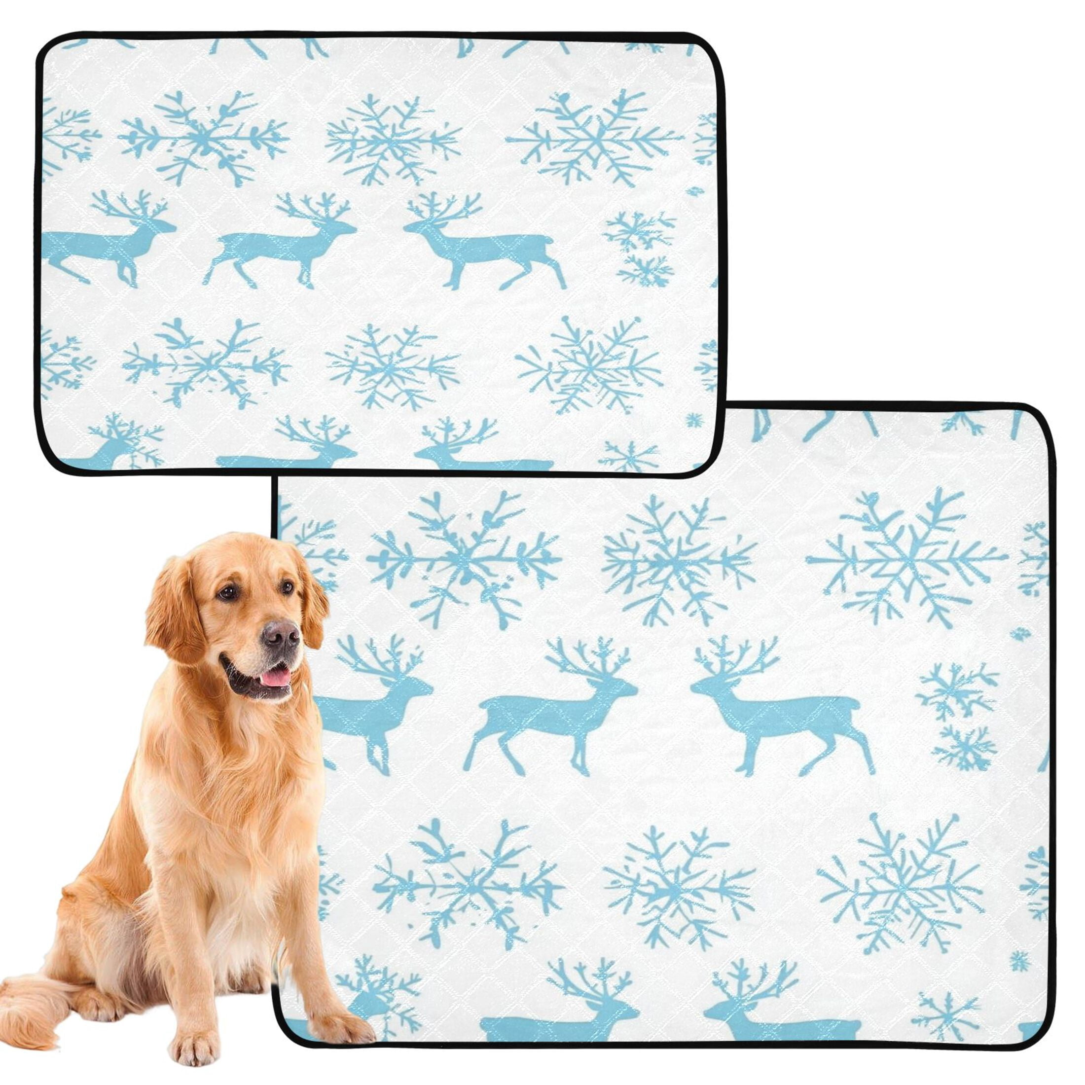 Washable Pet Pee Pads with Super Absorbent Reusable Training Pads for Dogs & Cats Reindeer and Snowflake Pattern