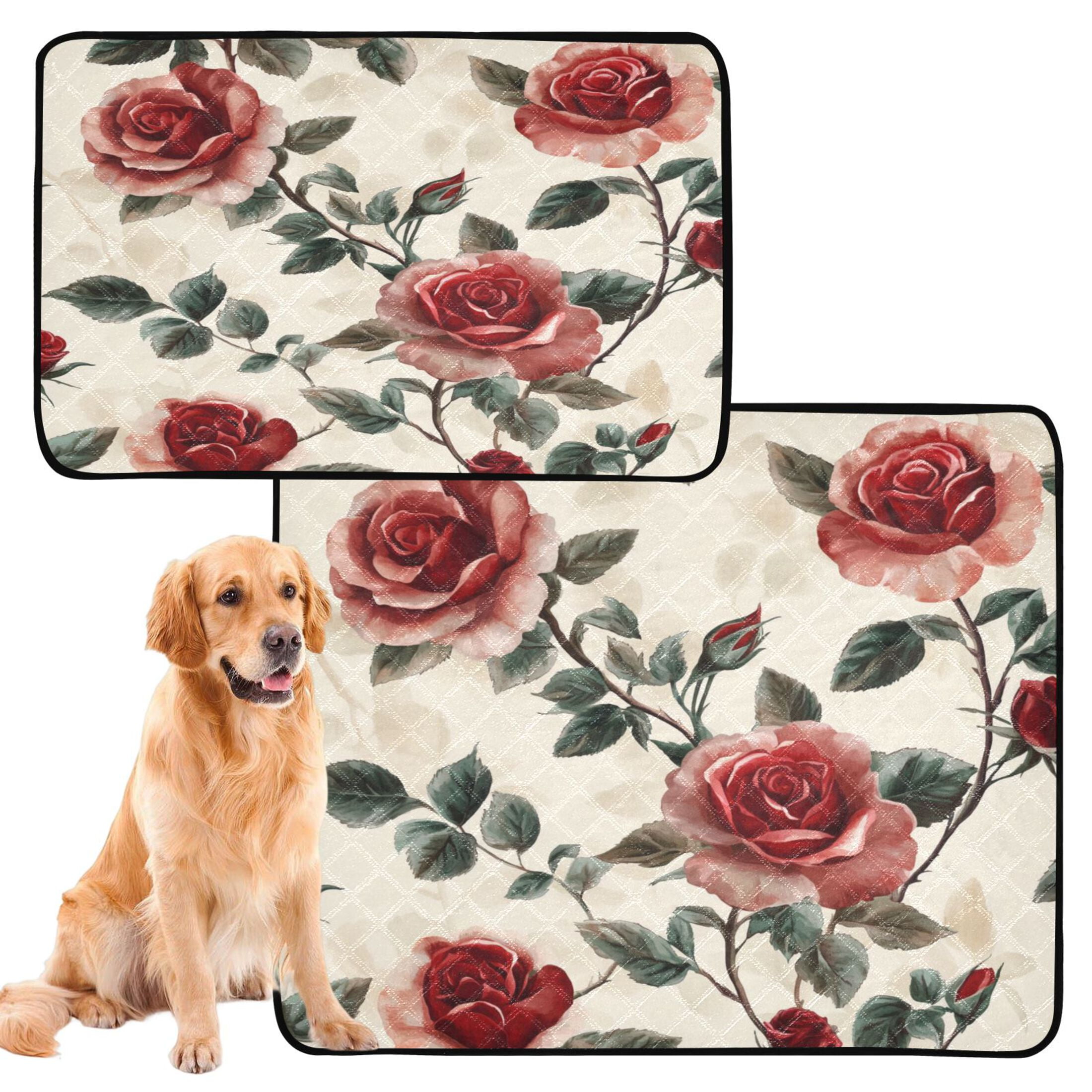 Washable Pet Pee Pads with Super Absorbent Reusable Training Pads for Dogs & Cats Rugosa Rose