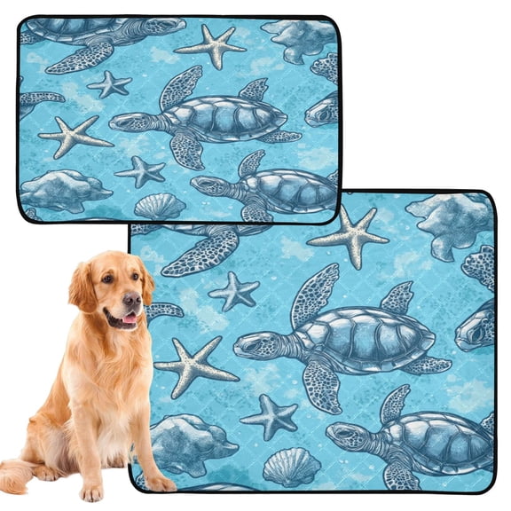 Washable Pet Pee Pads with Super Absorbent Reusable Training Pads for Dogs & Cats Sea Turtles and Starfish Pattern