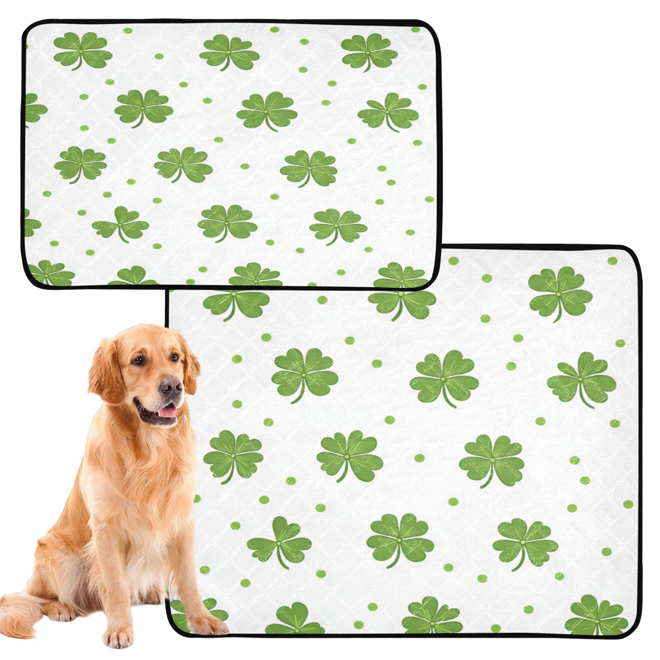 Washable Pet Pee Pads with Super Absorbent Reusable Training Pads for Dogs & Cats Shamrock Leaves and Polka Dots