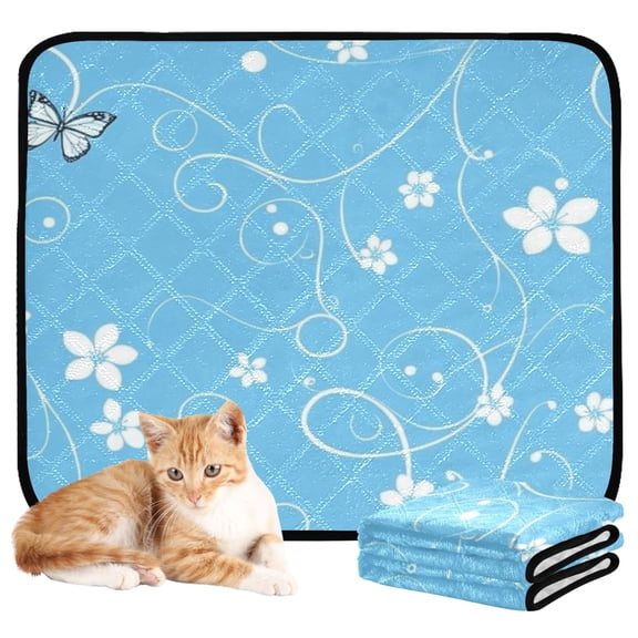 Washable Pet Pee Pads with Super Absorbent Reusable Training Pads for Dogs & Cats Simple Line Flower