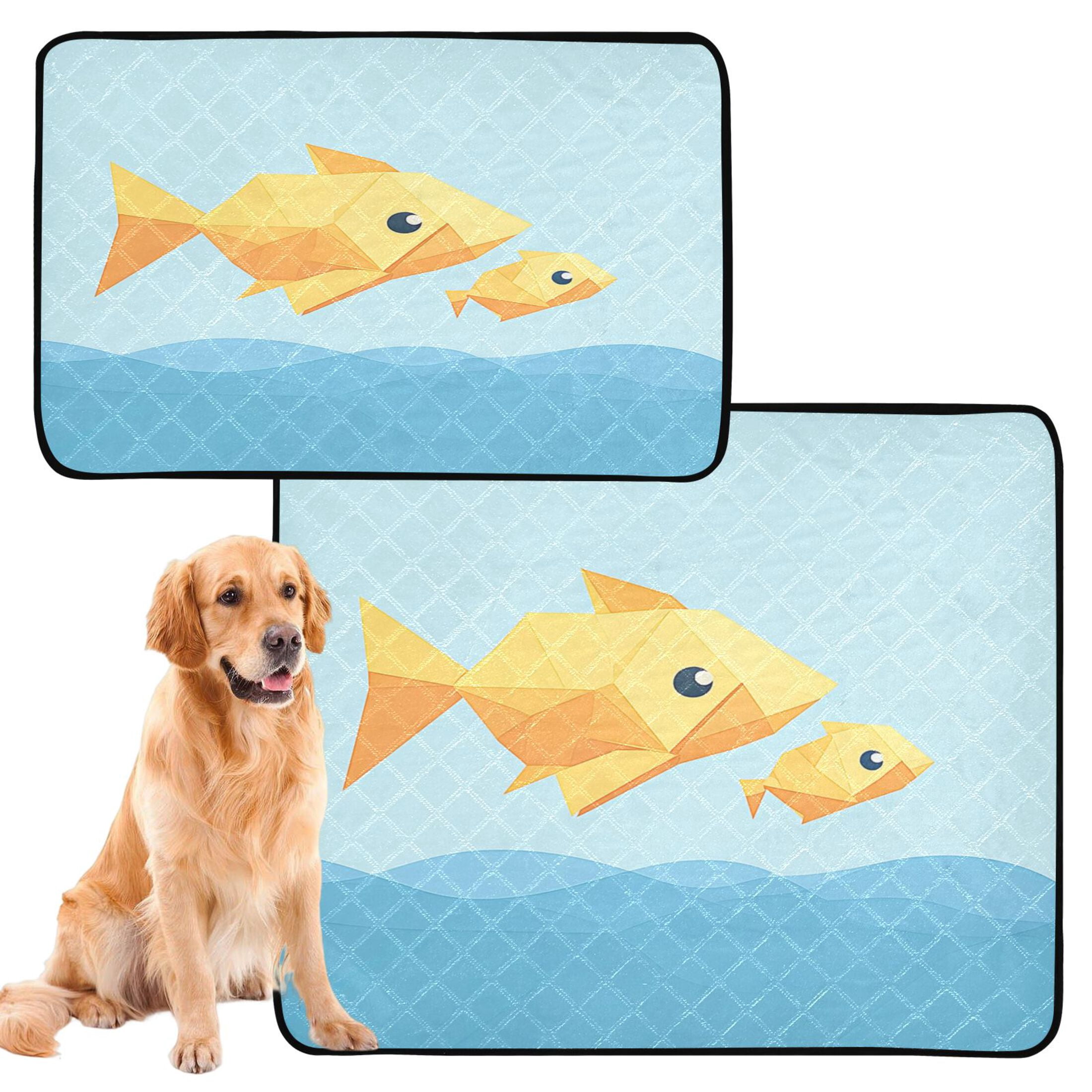 Washable Pet Pee Pads with Super Absorbent Reusable Training Pads for Dogs & Cats Simple Origami Fish