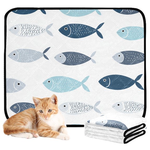 Washable Pet Pee Pads with Super Absorbent Reusable Training Pads for Dogs & Cats Simple and Cute Fish