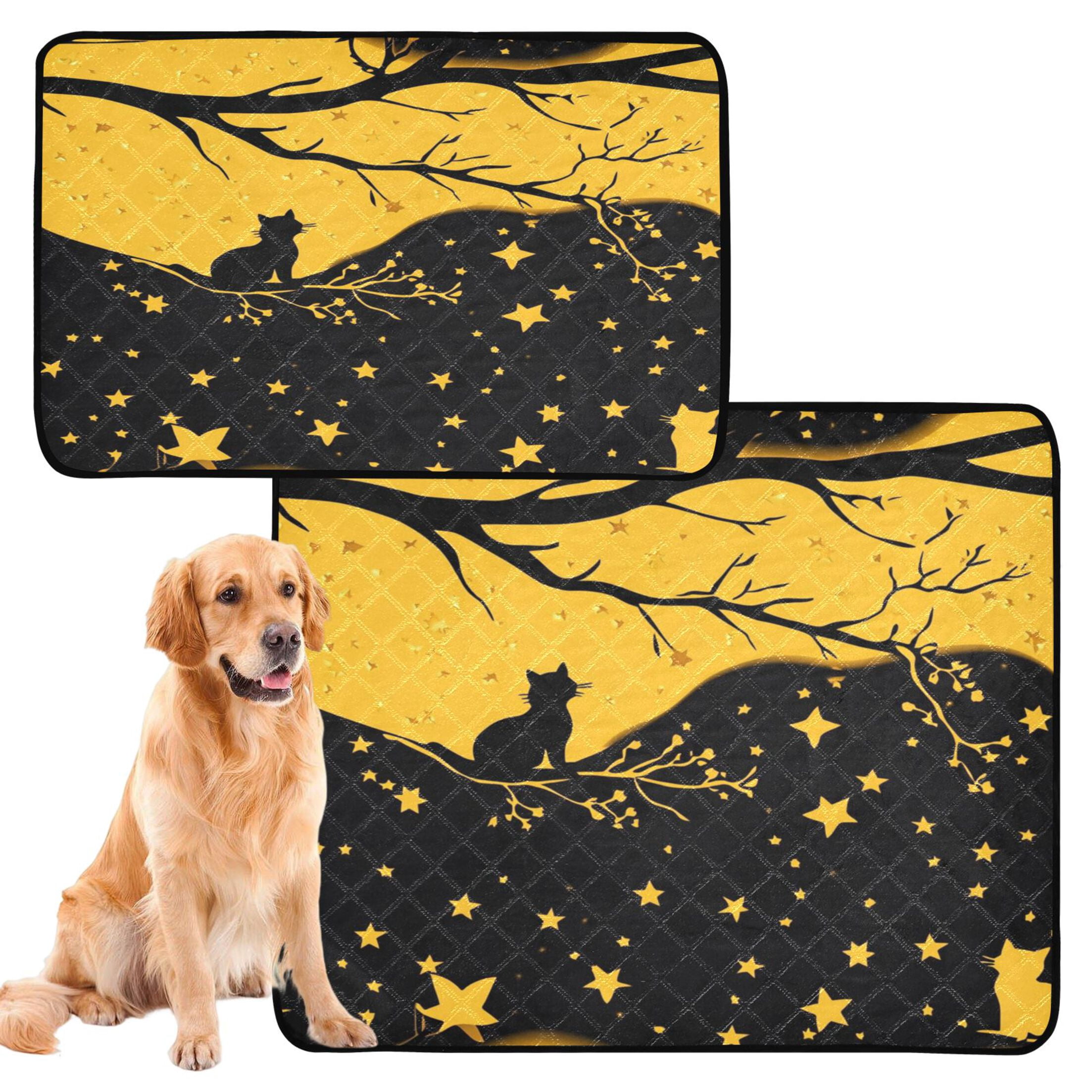 Washable Pet Pee Pads with Super Absorbent Reusable Training Pads for Dogs & Cats Starry Night Sky with Cat