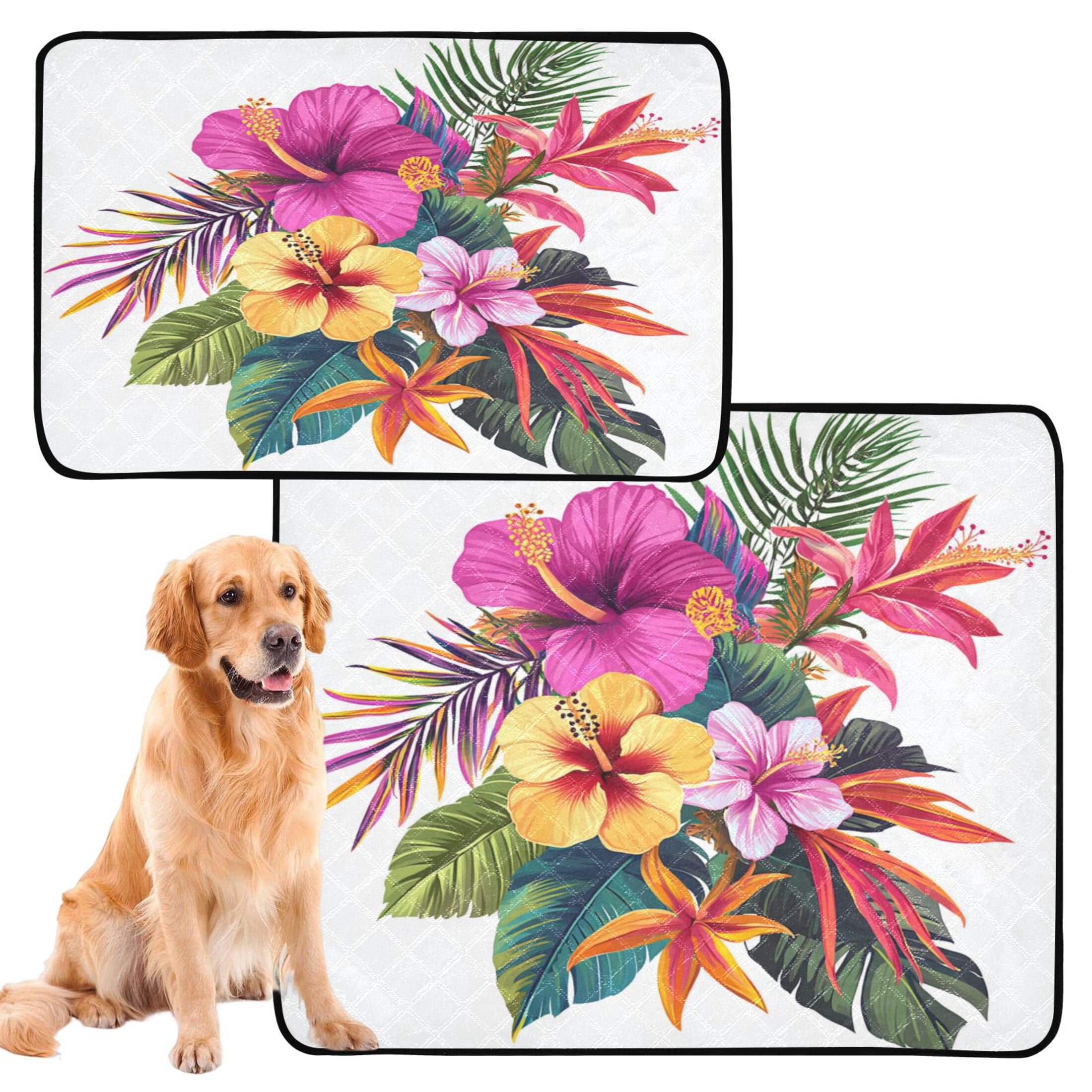 Washable Pet Pee Pads with Super Absorbent Reusable Training Pads for Dogs & Cats Tropical Flowers