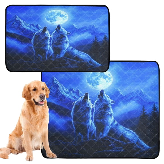 Washable Pet Pee Pads with Super Absorbent Reusable Training Pads for Dogs & Cats Two Howling Wolves