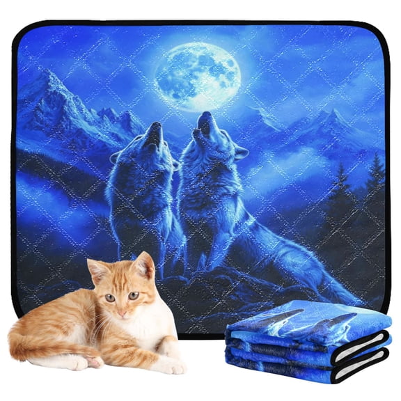 Washable Pet Pee Pads with Super Absorbent Reusable Training Pads for Dogs & Cats Two Howling Wolves