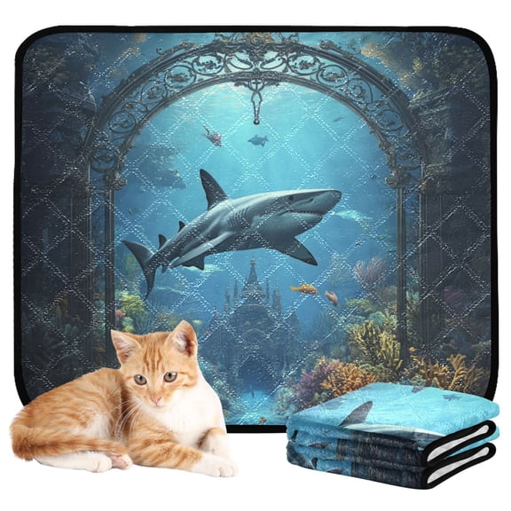 Washable Pet Pee Pads with Super Absorbent Reusable Training Pads for Dogs & Cats Underwater Scene