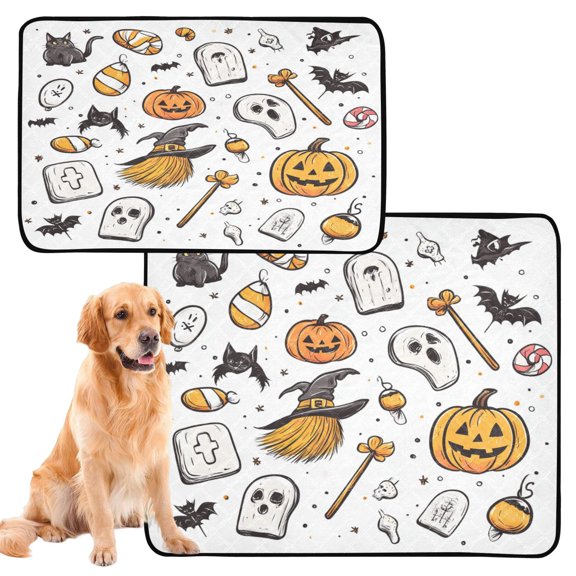 Washable Pet Pee Pads with Super Absorbent Reusable Training Pads for Dogs & Cats Vector Illustration Of Halloween
