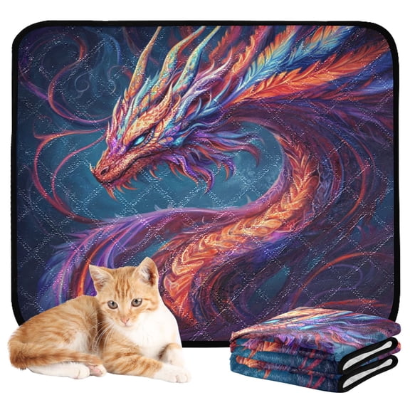 Washable Pet Pee Pads with Super Absorbent Reusable Training Pads for Dogs & Cats Vibrant Colors Dragon