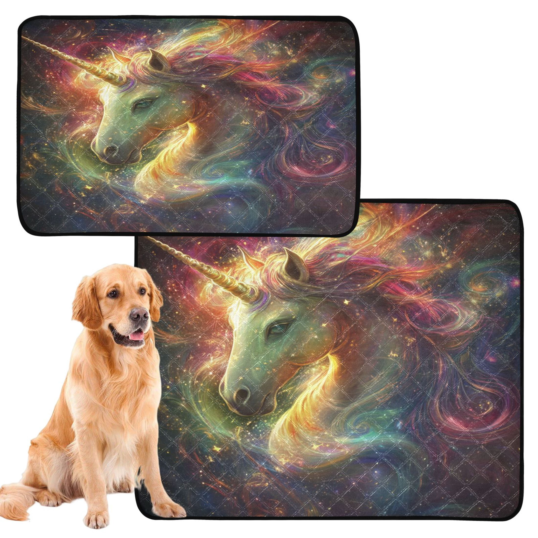 Washable Pet Pee Pads with Super Absorbent Reusable Training Pads for Dogs & Cats Vibrant Colors Unicorn
