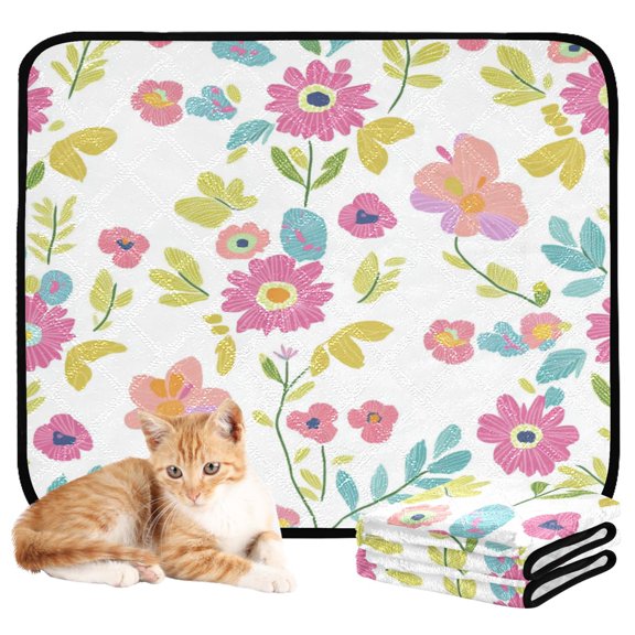 Washable Pet Pee Pads with Super Absorbent Reusable Training Pads for Dogs & Cats Vibrant Flower