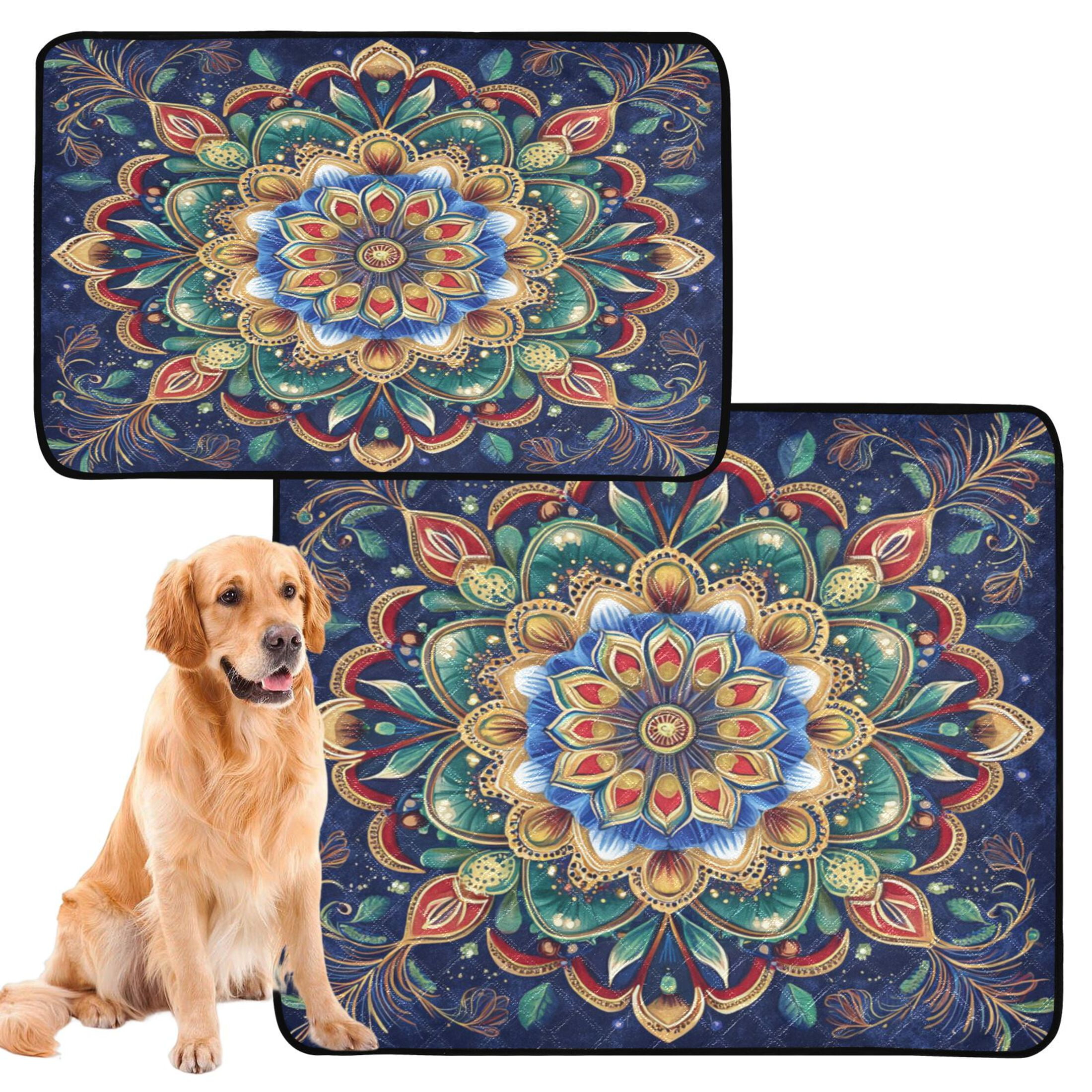 Washable Pet Pee Pads with Super Absorbent Reusable Training Pads for Dogs & Cats Vibrant Mandala Pattern
