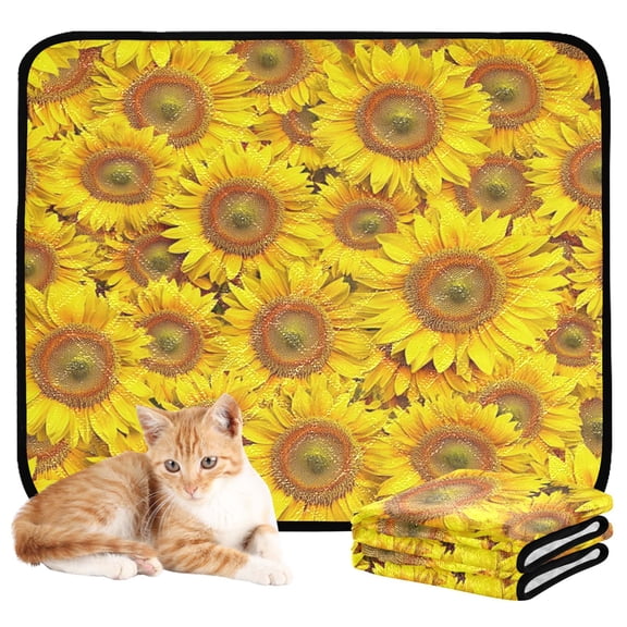 Washable Pet Pee Pads with Super Absorbent Reusable Training Pads for Dogs & Cats Vibrant Sunflowers