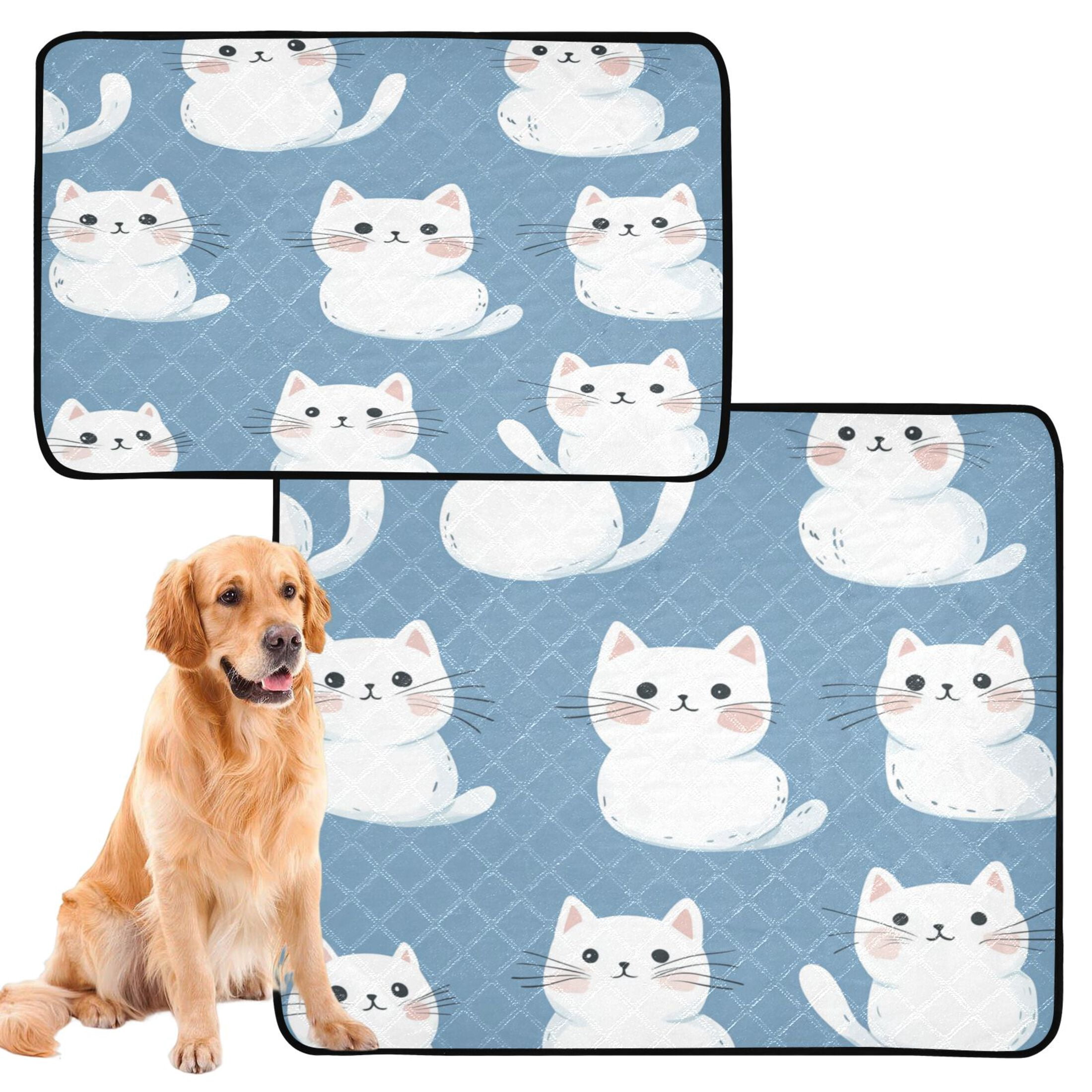 Washable Pet Pee Pads with Super Absorbent Reusable Training Pads for Dogs & Cats White Cat