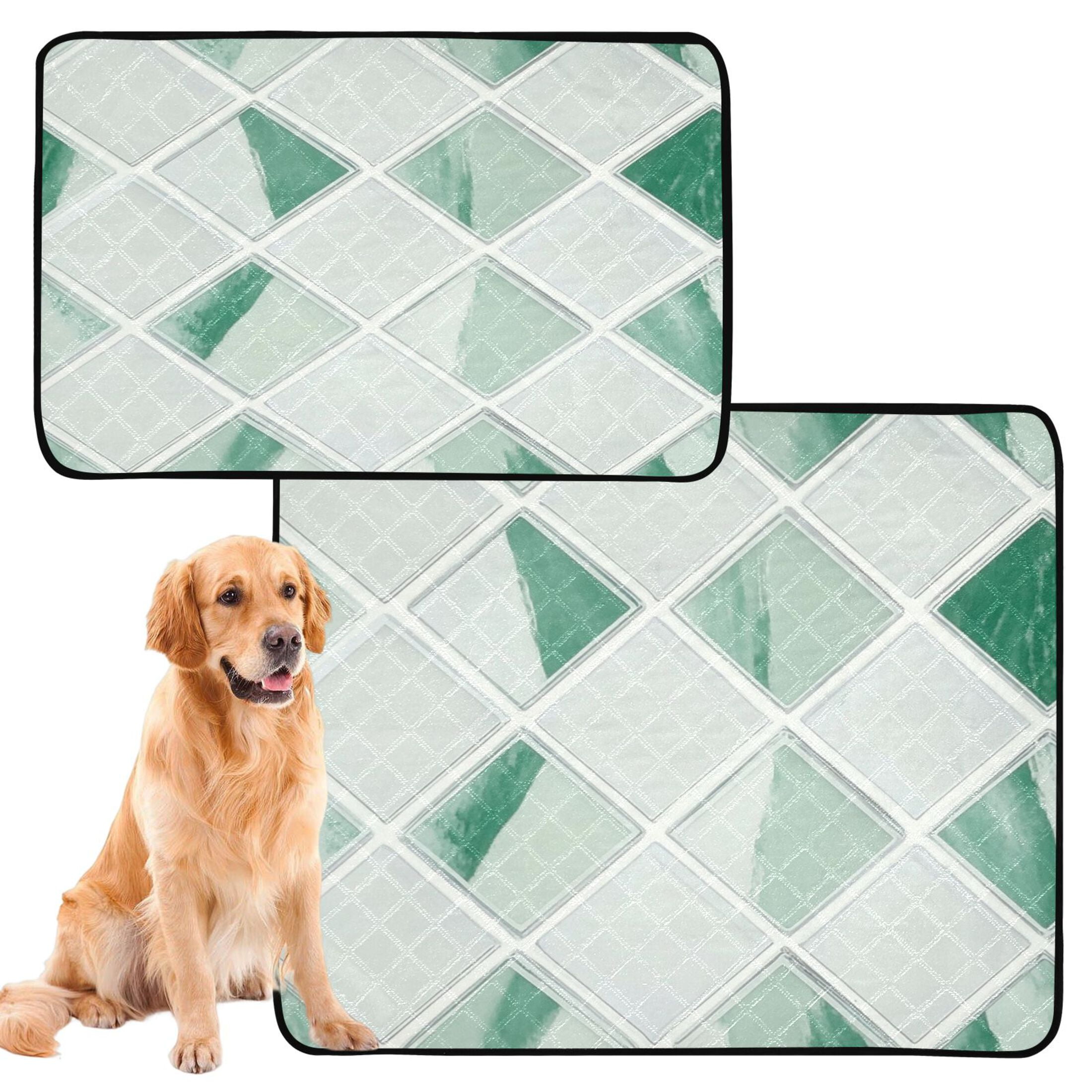 Washable Pet Pee Pads with Super Absorbent Reusable Training Pads for Dogs & Cats White and Green Pattern