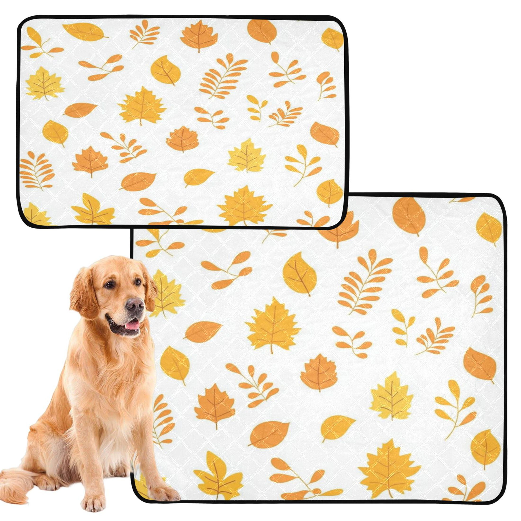 Washable Pet Pee Pads with Super Absorbent Reusable Training Pads for Dogs & Cats Yellow Maple Leaf Pattern