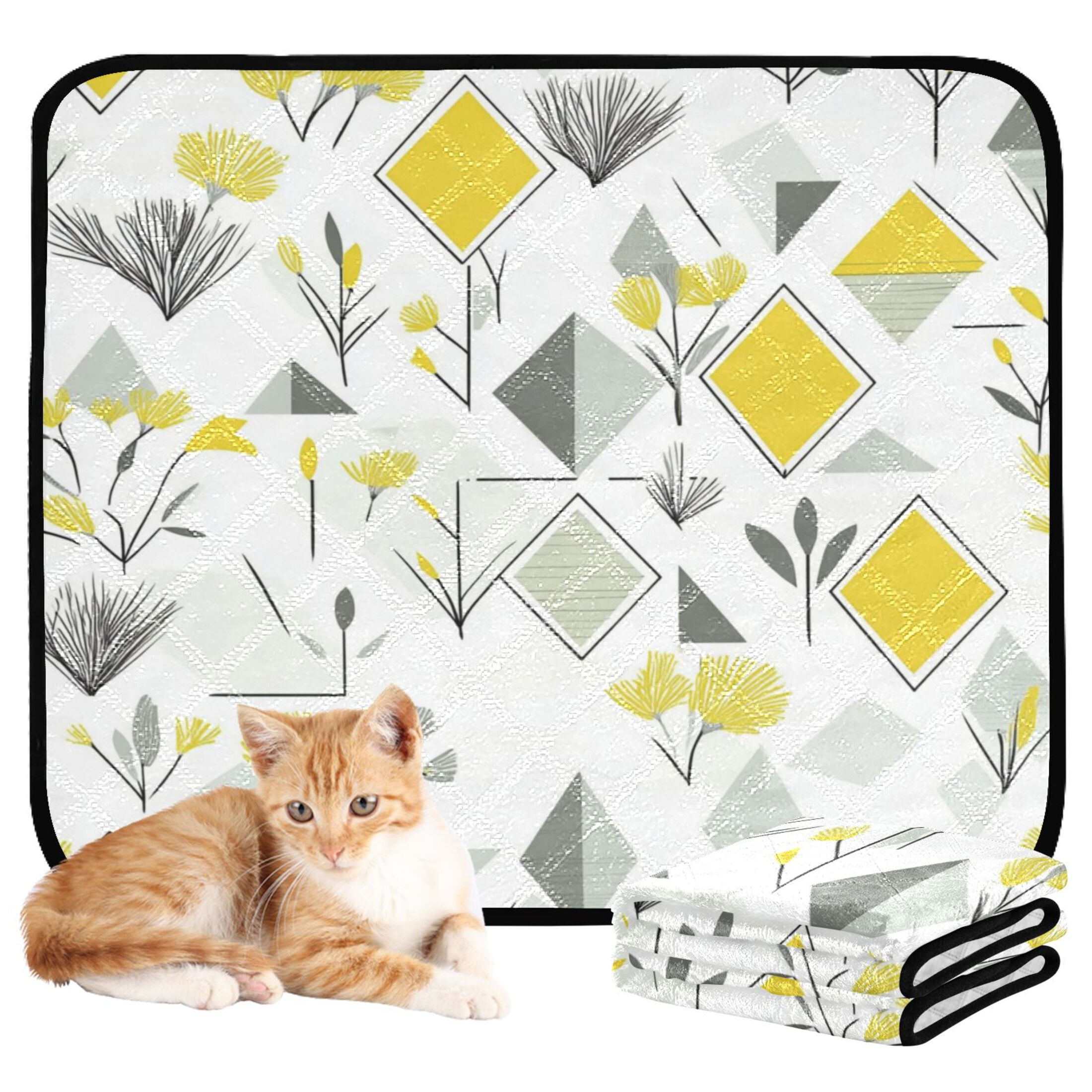 Washable Pet Pee Pads with Super Absorbent Reusable Training Pads for Dogs & Cats Yellow and Gray Geometric
