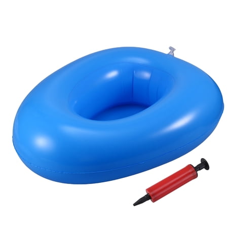 Washable Portable Air Inflation Blue Bed Pan Bedridden Elderly Inflatable Stool Bedsore Toilet with Inflator