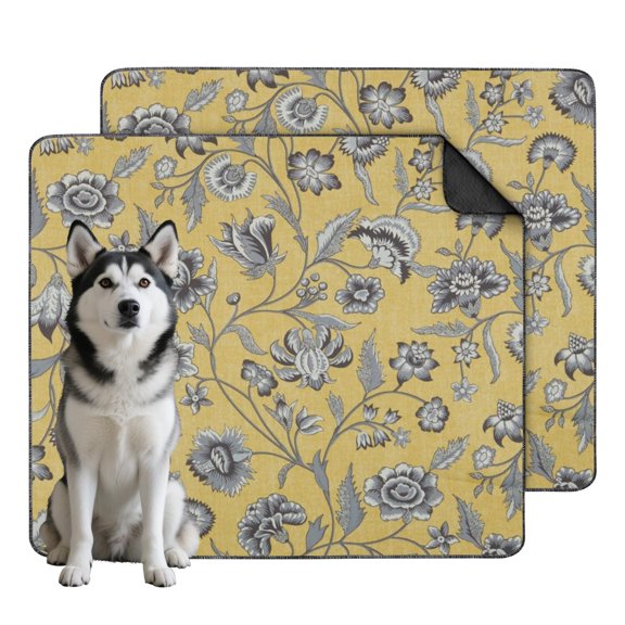 Washable Puppy House Training Pads, 2-Pack Reusable Potty Mats, Super Absorbent and Leak-Proof for Cages and Floors, Floral, 35 x 41 Inch