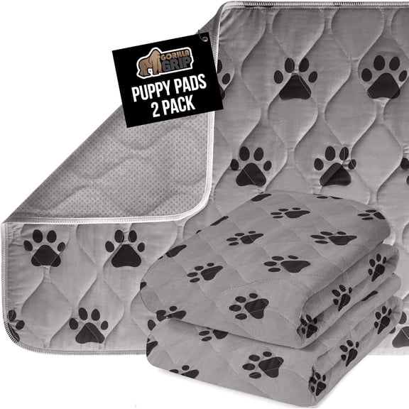 Washable Puppy Pads, 46x28 Pack of 2, Slip Resistant Dog Crate Mat, Waterproof Cloth Pee Pad for Training Puppies in Playpen, Reusable Pet Incontinence Blanket, Protects Sofa, Furniture