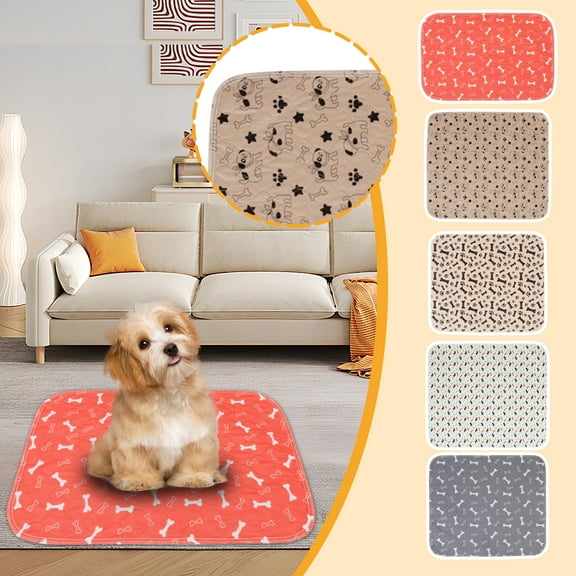 Washable Puppy Pee Pad Reusable Dog Training Mat with High Absorbency & Leak-Proof Backing, Non-Slip Pet Crate Liner for Dogs & Cats, Cute Print Design (1 Count, 80x90cm)