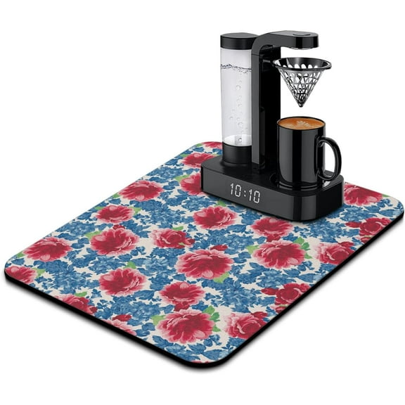 Washable Quick Dish Drying Mats Non-Slip Coffee Maker Mat For Kitchen Counter Home Coffee Bar Pad 18''''x24'''', black-3