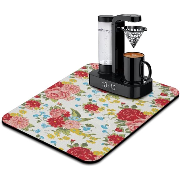 Washable Quick Dish Drying Mats Non-Slip Coffee Maker Mat for Kitchen Counter Home Coffee Bar Pad 24''''x18'''', Black, RYhkD-DT8EFTYED