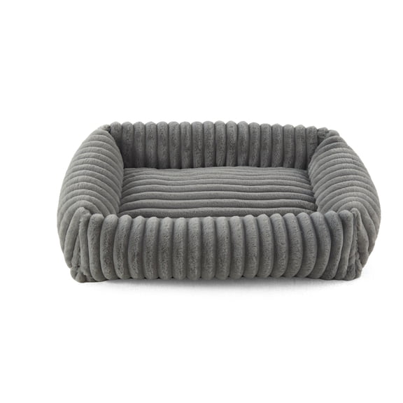 Washable Rectangle Dog Bed with Removable Cover, Calming Dog Beds for Medium Dogs and Large Cats, Soft Pet Beds, Non-Slip Bottom, Gray, 30in