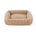 thumbnail image 1 of Washable Rectangle Dog Bed with Removable Cover, Calming Dog Beds for Small Dogs and Cats, Soft Pet Beds, Non-Slip Bottom, Beige, 25in, 1 of 8