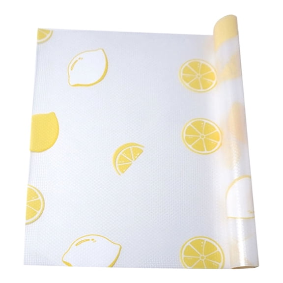 Washable Refrigerator Liners, Non-Adhesive Fridge Shelf Mats Drawer Liners Cabinet Liners Shelf Protectors,Food Grade Oil Proof Stain Resistant Easy Trim Reusable Non-Slip Liners,Lemon,118x18"