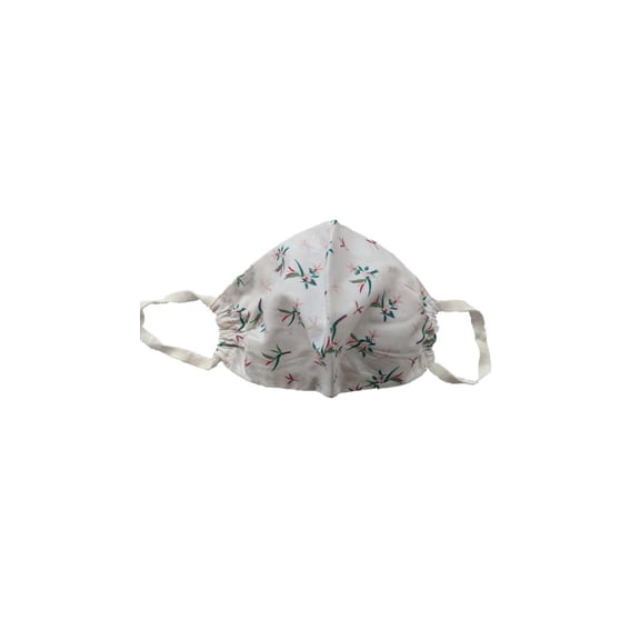 Washable Reusable Cotton 2 Layer Mask (Unisex) White Floral Print (Pack of 5)
