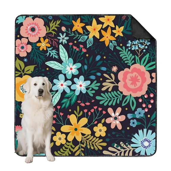 Washable & Reusable Dog Pads 72x72 Inch, Super Absorbent Potty Training Pads with Flower Print, for Protecting Floors Under Food & Water Bowls