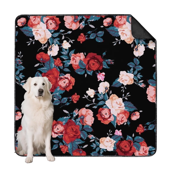 Washable & Reusable Dog Pads 72x72 Inch, Super Absorbent Potty Training Pads with Flower Print, for Protecting Floors Under Food & Water Bowls