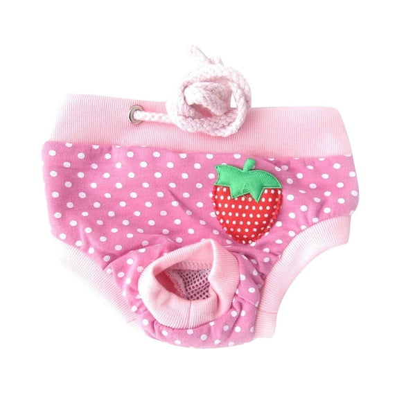 Washable Reusable Female Dog Diapers Pink Strawberry Polka Dot Dog Underwear Female for Heat Pet Period Protection Pet Apparel 1 Pack