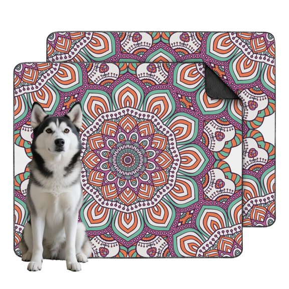 Washable & Reusable Pee Pads for Dogs, 35" x41" Mandala Inspired, Maximum Coverage for Accidents, Sturdy Construction for Long-Term Use.