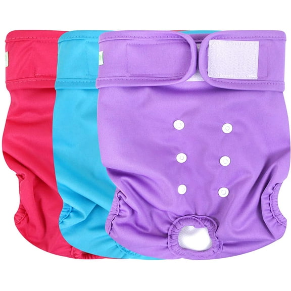Washable Reusable Premium Female Dog Diapers, Medium Large Small Dog Doggie Puppy & Doggy Diapers Female,Period Panties in Heat (Pack of 3, Medium)