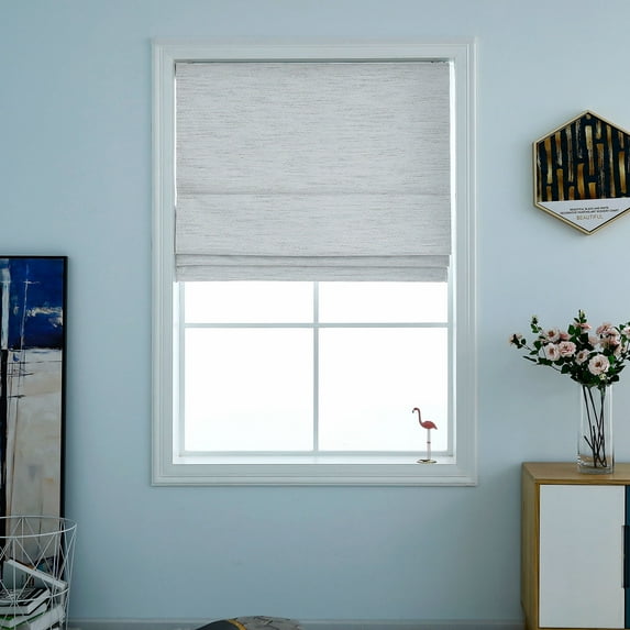 Washable Room Darkening Cordless Roman Shades for Windows, Double Tone Color Jacquard Textured Woven Polyester Belmar Roman Blind for Living Room/Nursery/Bedroom