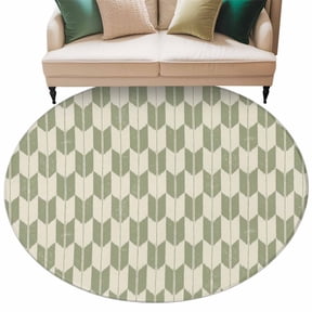 Washable Round Area Rug Abstract Arrow Weave Circle Rugs Floor Carpet for Living Room Bedroom, Repeating Shapes Geometric Art Soft Non Slip Round Rug 5ft