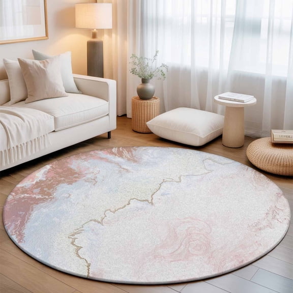 Washable Round Area Rug Abstract Marble Stone Texture Circle Rugs Floor Carpet for Living Room Bedroom, Modern Gradient Art Natural Agate Soft Non Slip Round Rug 3ft