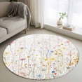 thumbnail image 1 of Washable Round Area Rug Colorful Flower Country Floral Circle Rugs Floor Carpet for Living Room Bedroom, Wildflower Watercolor Soft Non Slip Round Rug 4ft, 1 of 9