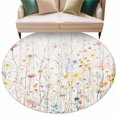thumbnail image 1 of Washable Round Area Rug Colorful Flower Country Floral Circle Rugs Floor Carpet for Living Room Bedroom, Wildflower Watercolor Soft Non Slip Round Rug 5ft, 1 of 9