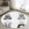 thumbnail image 1 of Washable Round Area Rug Funny Animal SPA Sketch Art Circle Rugs Floor Carpet for Living Room Bedroom, Bear Panda Elephant Raccoon Soft Non Slip Round Rug 4ft, 1 of 9