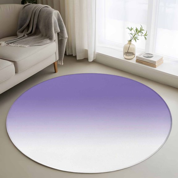 Washable Round Area Rug Gradient Ombre Circle Rugs Floor Carpet for Living Room Bedroom, Lavender Purple Soft Non Slip Round Rug 3ft