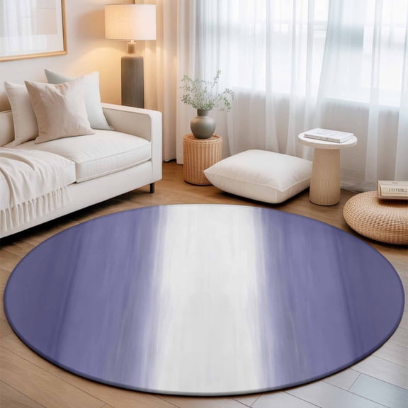 Washable Round Area Rug Gradient Purple Watercolor Circle Rugs Floor Carpet for Living Room Bedroom, Modern Minimalist Art Soft Non Slip Round Rug 3ft