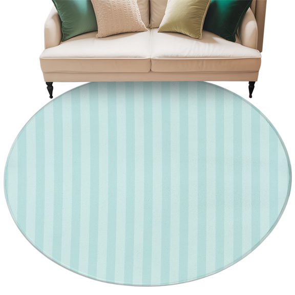 Washable Round Area Rug Modern Vertical Stripes Circle Rugs Floor Carpet for Living Room Bedroom, Abstract Aqua Minimalist Line Soft Non Slip Round Rug 5ft
