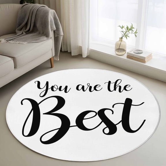 Washable Round Area Rug You Are The Best Quote Circle Rugs Floor Carpet for Living Room Bedroom, Signs Art Positive Quotes Soft Non Slip Round Rug 3ft