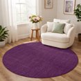 Washable Round Rug 3 Ft, Purple Burlap Texture Circle Area Rugs, Non ...